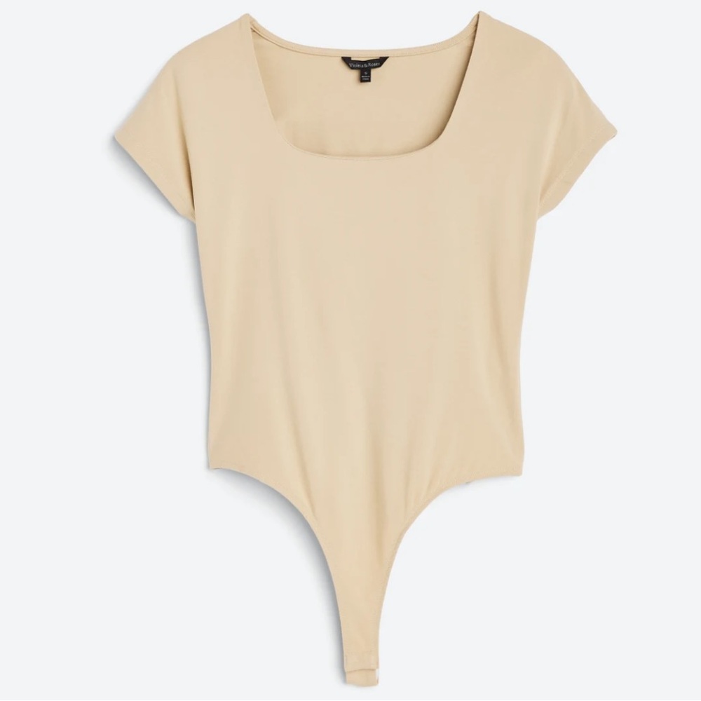 Violets & Roses Square Neck Knit Bodysuit, L